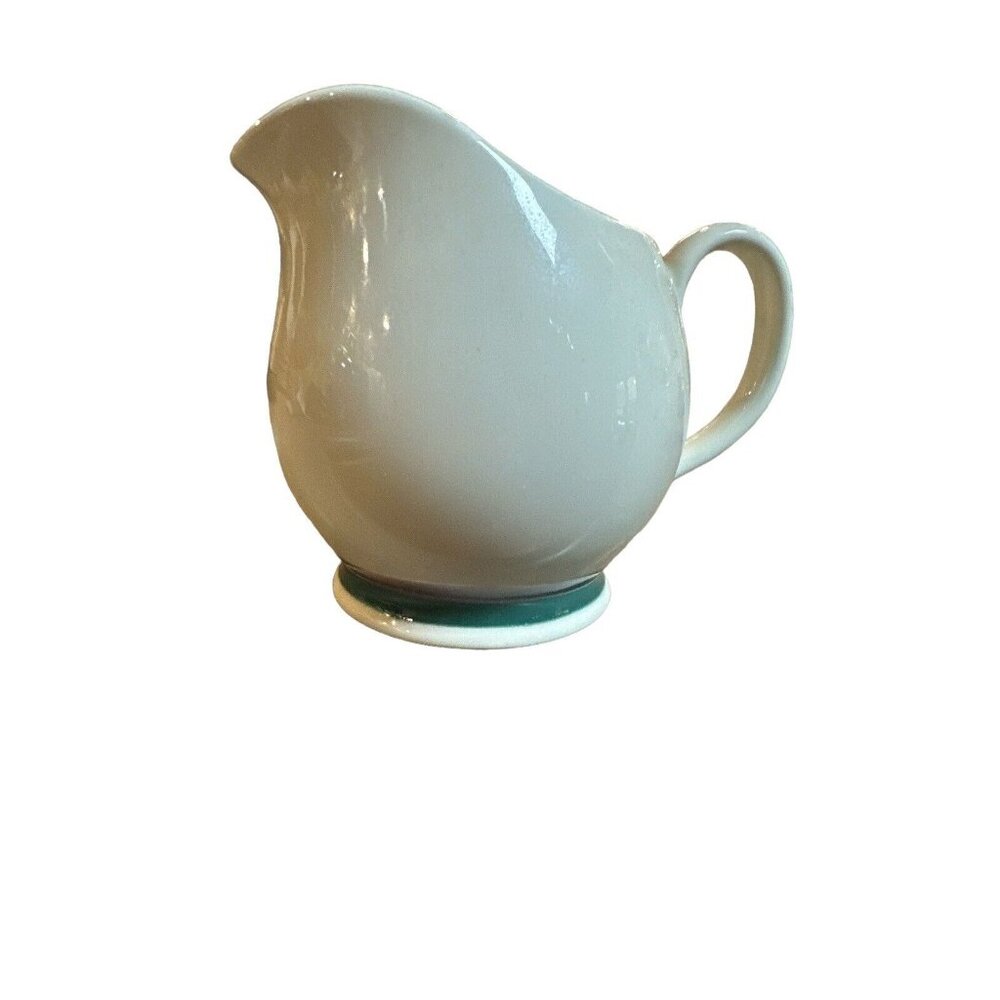Pfaltzgraff 24 oz. Gravy/Milk or Syrup‎ Pitcher White with Green Trim on bottom